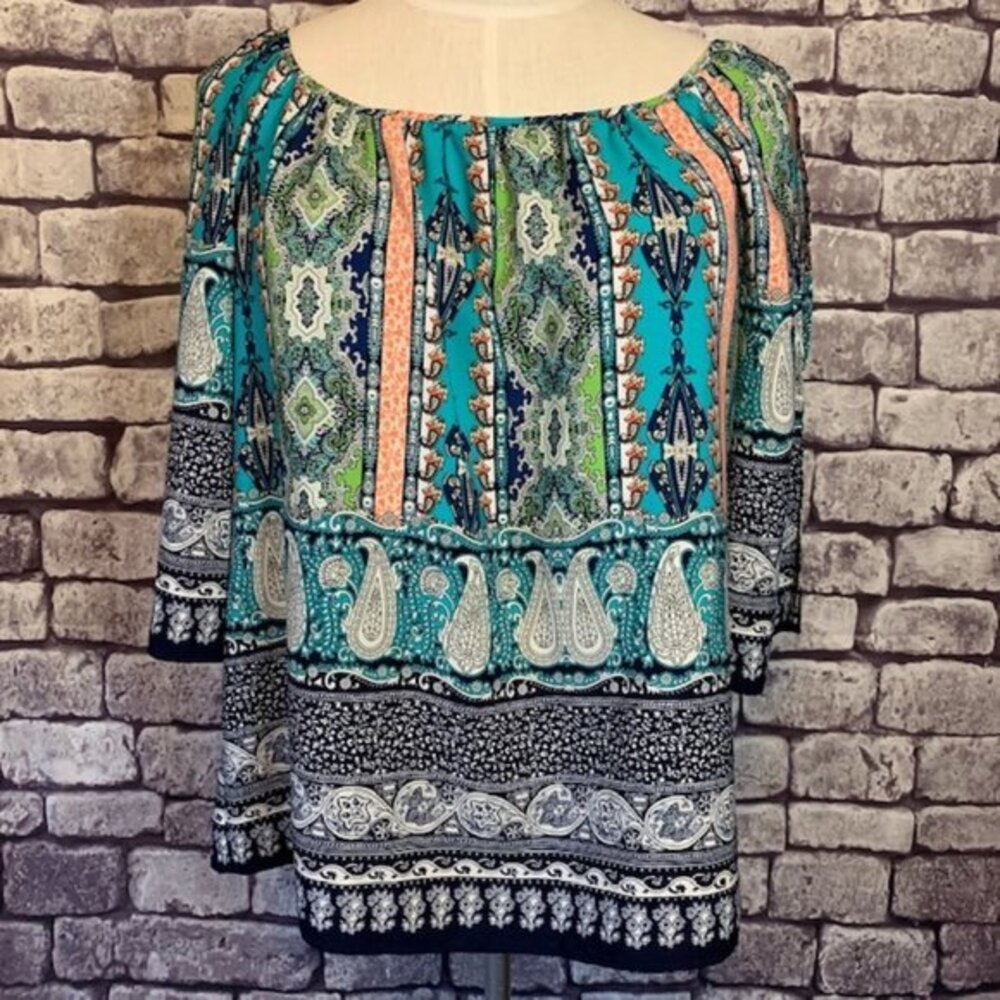 Moa Moa Multicolored 3/4 Sleeve Top